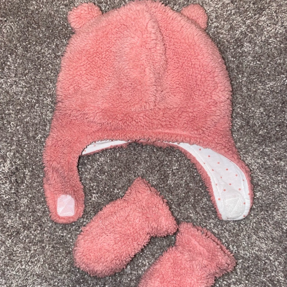 Carters baby infant hat and mittens